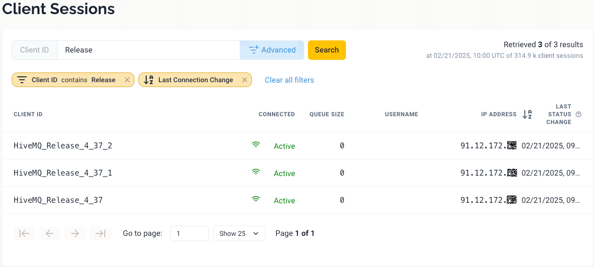 HiveMQ 4.37 Advanced Client Session Search