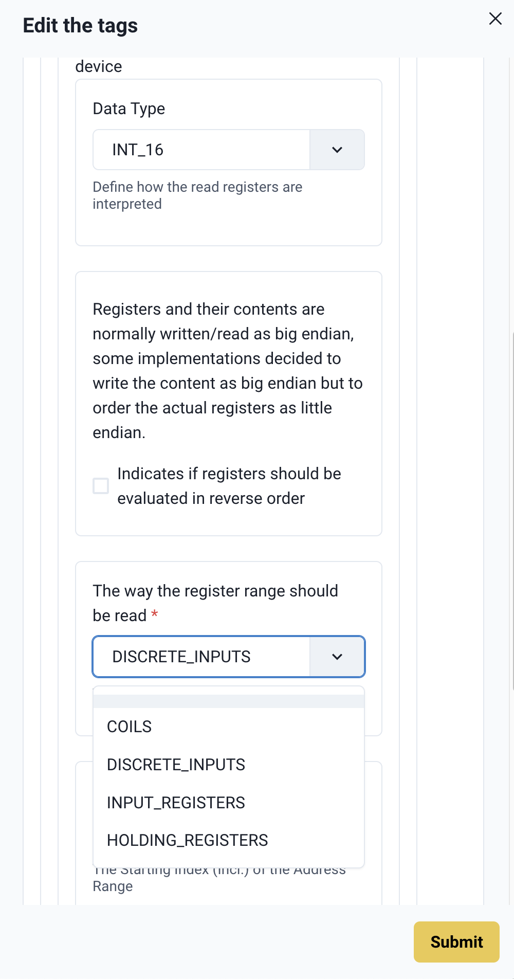 Modbus Configuration