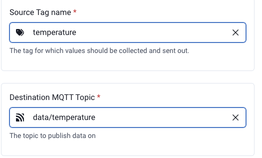 Map a tag to a destination topic (northbound)