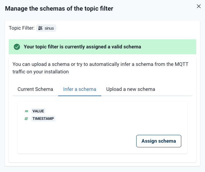 Infer a schema from topic filters