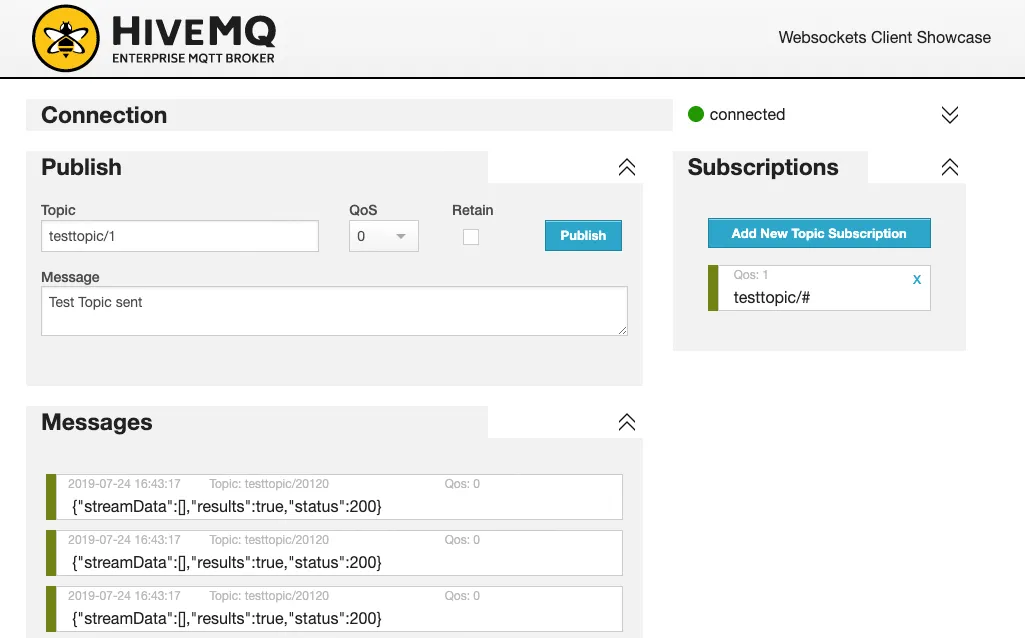 HiveMQ Websocket Client for Testing MQTT Applications