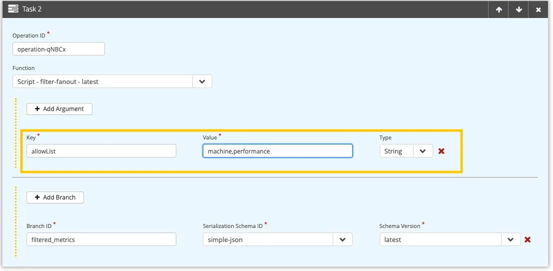 Configure the argument allowList in the Control Center