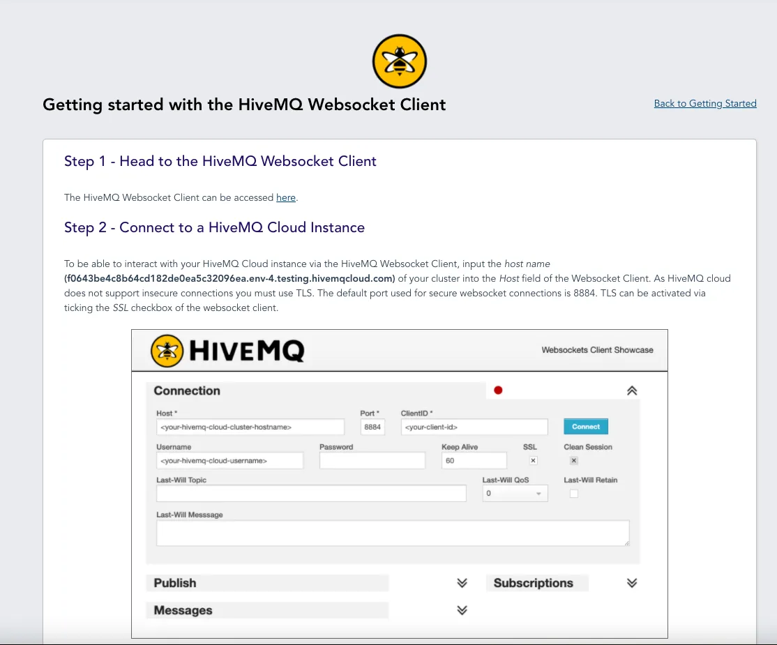 HiveMQ Getting Started with the HiveMQ Websocket Client