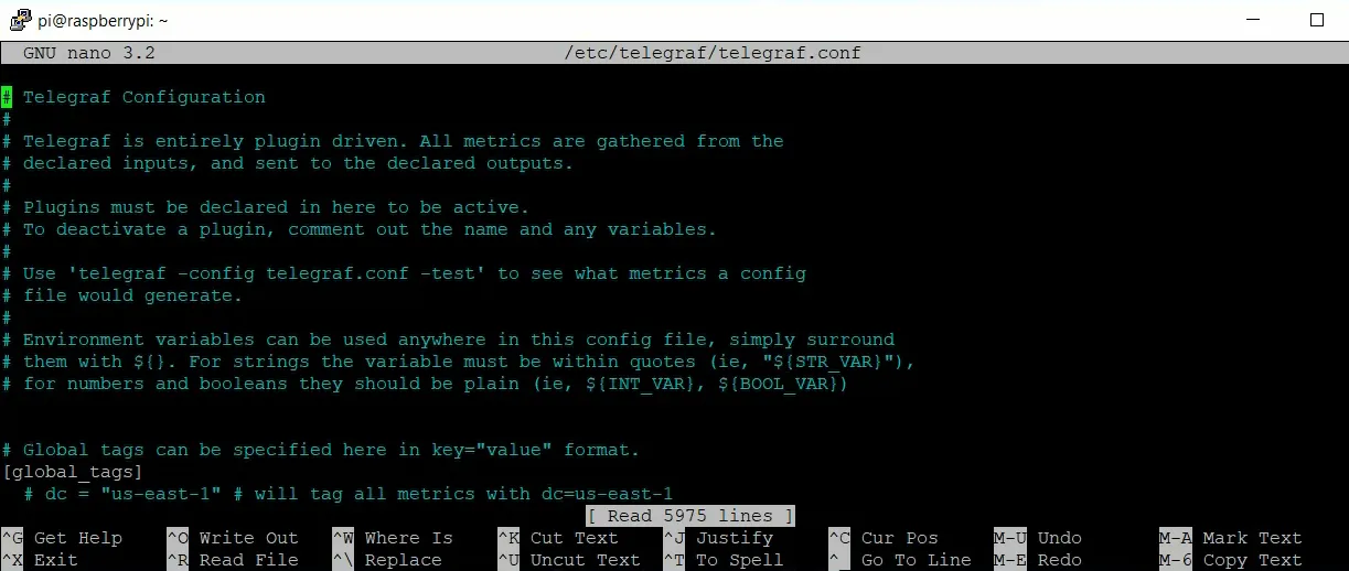 open up the Telegraf config file and use the correct command