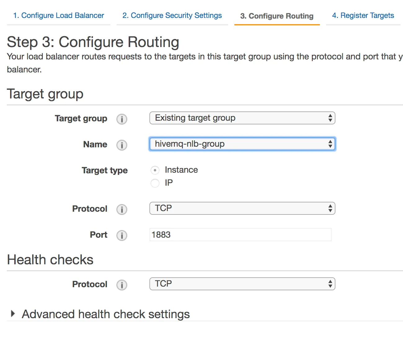 Select our newly created target group and go to “Register Targets”