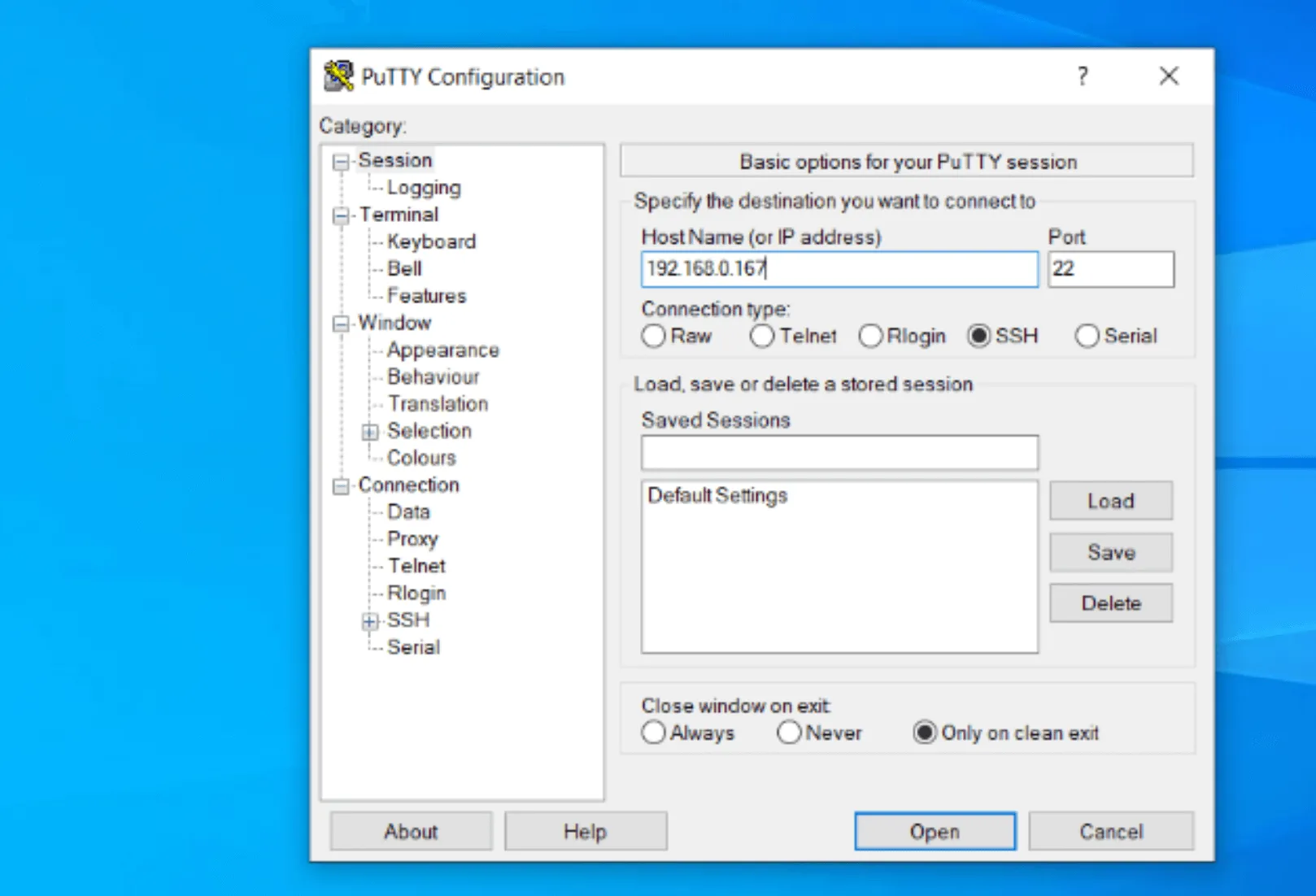 IP address of the Raspberry Pi in the_ PuTTY Configuration_ IP address of the Raspberry Pi in the_ PuTTY Configuration_