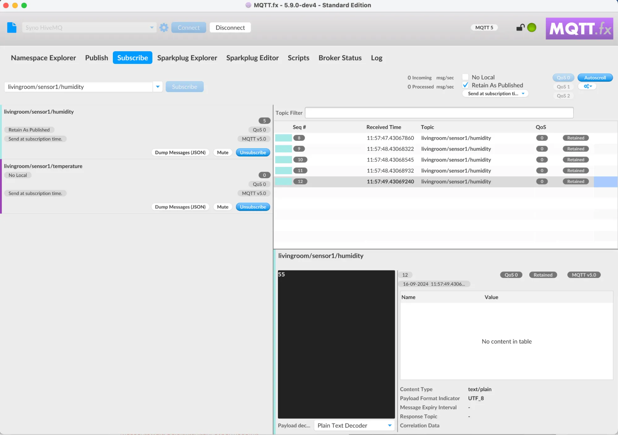 Testing MQTT 5 ‘Retain As Published’