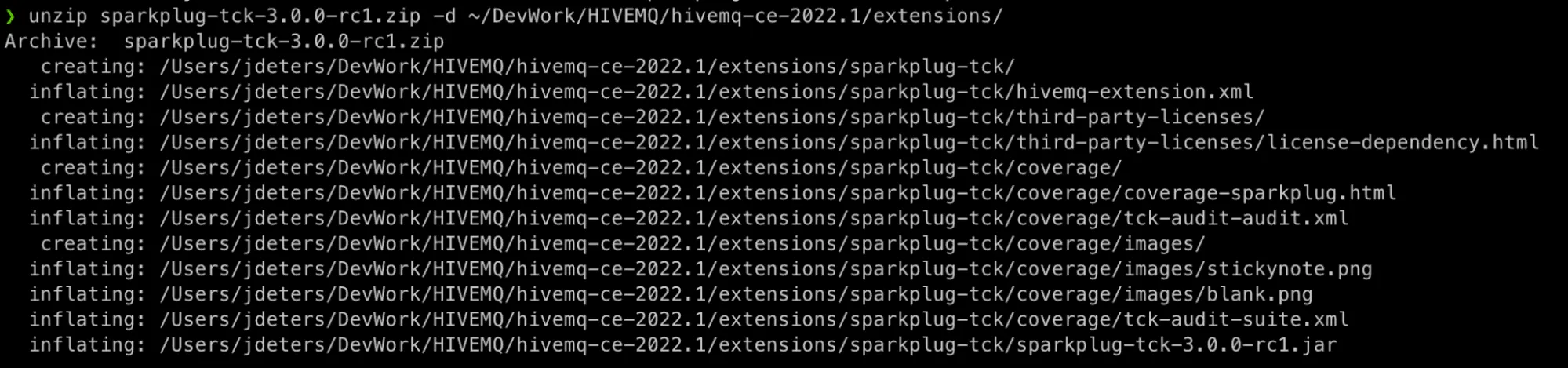 Unzip the sparkplug-tck-3.0.0-rc1.zip