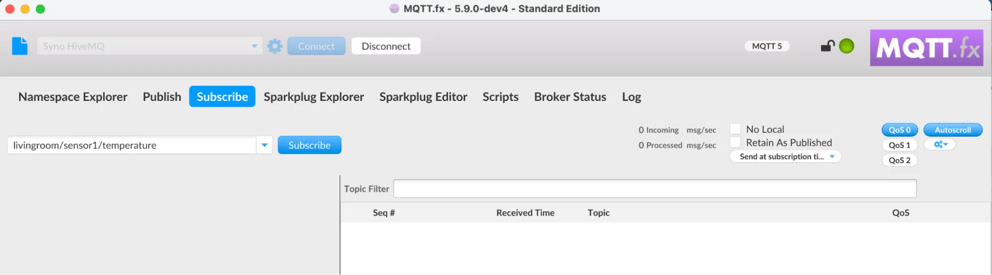 MQTT.fx Subscribe