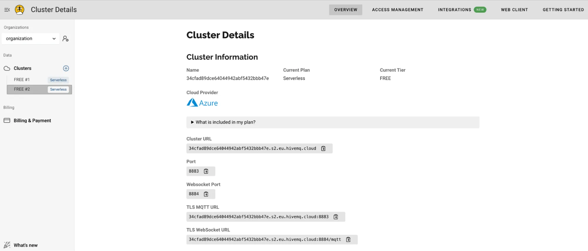 HiveMQ Cloud Cluster