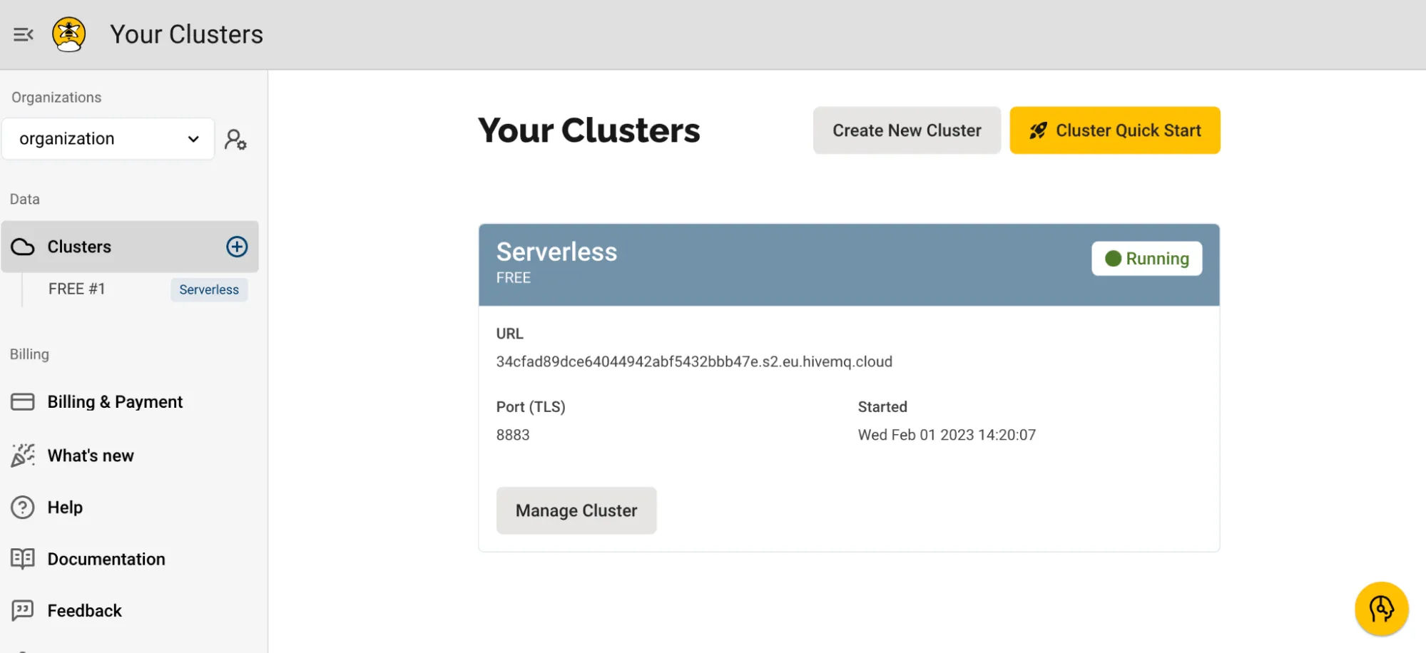 Creating a HiveMQ Cloud cluster