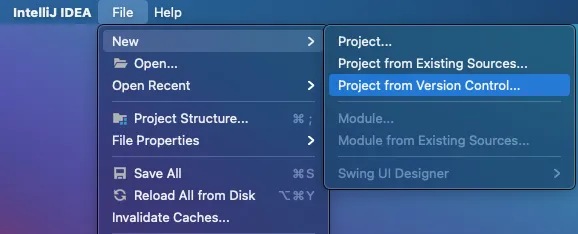 Open your IDE and create a new project from version control