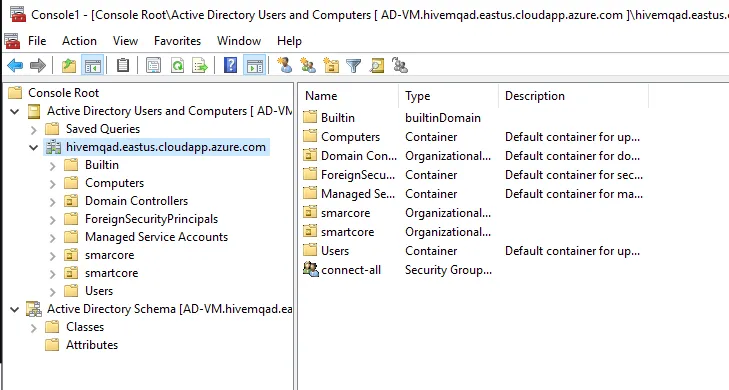 “Active Directory Users and Computers” and “Active Directory Schema”