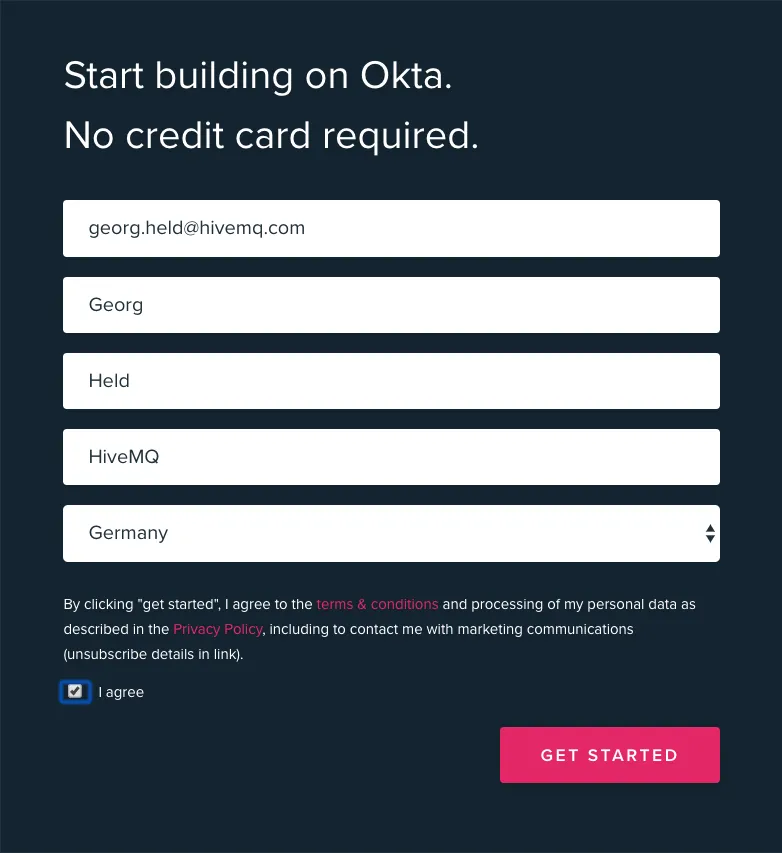 Okta Get Started Page