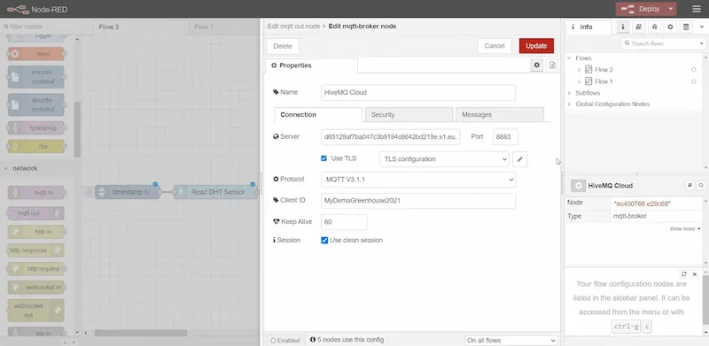 Add the access credentials created on my HiveMQ cloud portal Add the access credentials created on my HiveMQ cloud portal