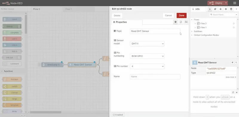 DHT 11 sensor settings DHT 11 sensor settings