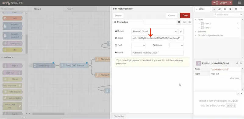 Add the Sparkplug B topic namespace Add the Sparkplug B topic namespace