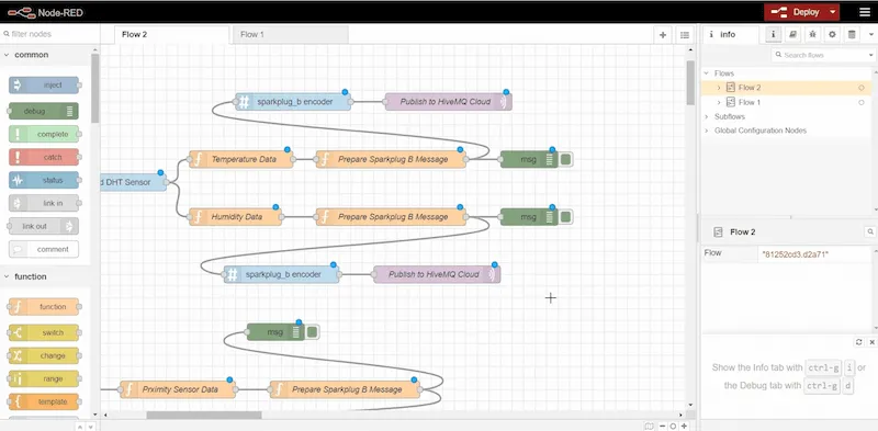 Use Node-Red’s_ debug_ nodes to see the information Use Node-Red’s_ debug_ nodes to see the information