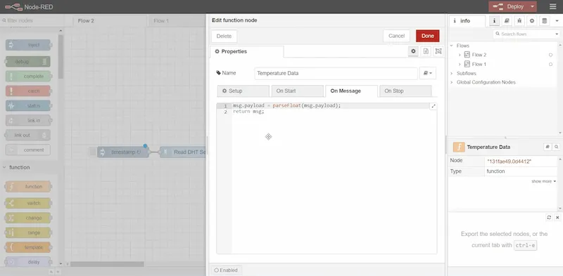 Edit function node Edit function node