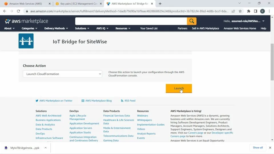 IoT Bridge for SiteWise review page