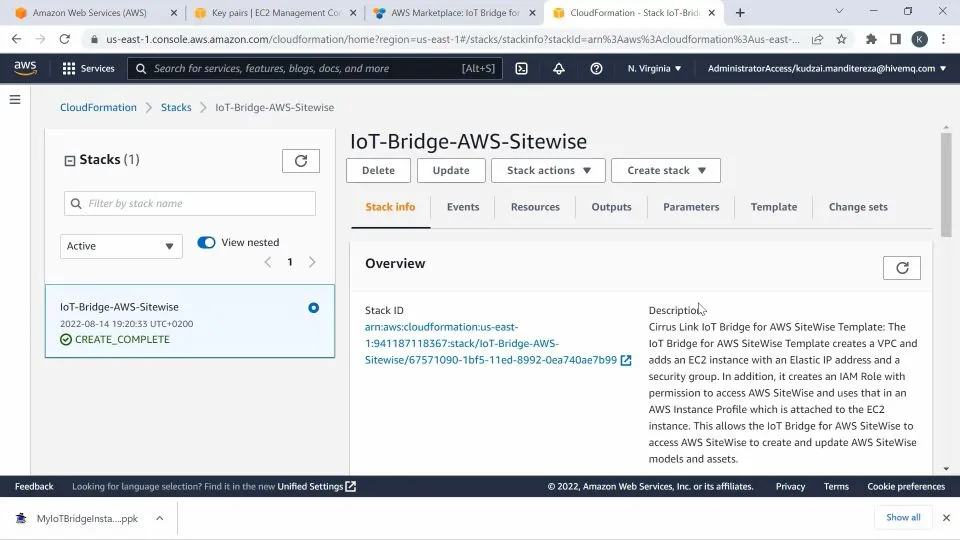 Deployment of IoT Bridge AWS Site Completion