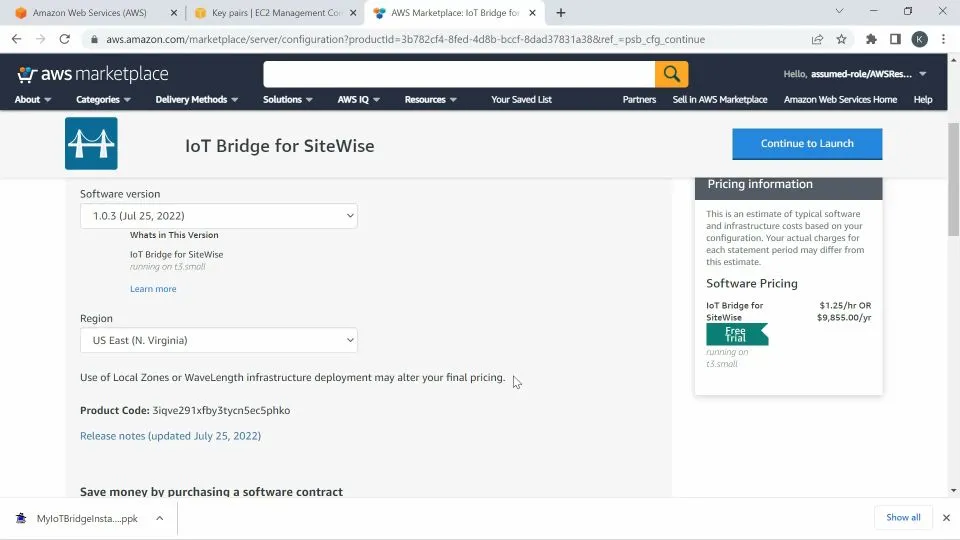 Field for the Cirrus Link IoT Bridge for AWS Sitewise Template
