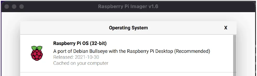 Raspberry Pi OS (32-bit) Imager